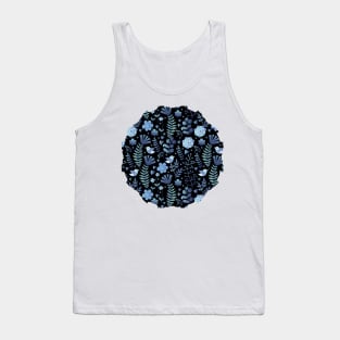 Vintage floral pattern on a black background Tank Top